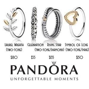 PANDORA 4 Rings two-tone/stacking laurel,heart